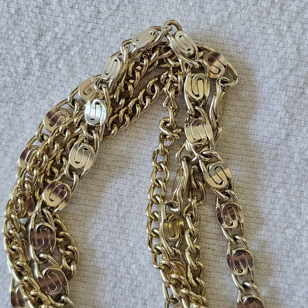 Sarah Coventry Necklace SIGNED Modern Gold Tone Multi Strand Chain - Picture 7 of 7